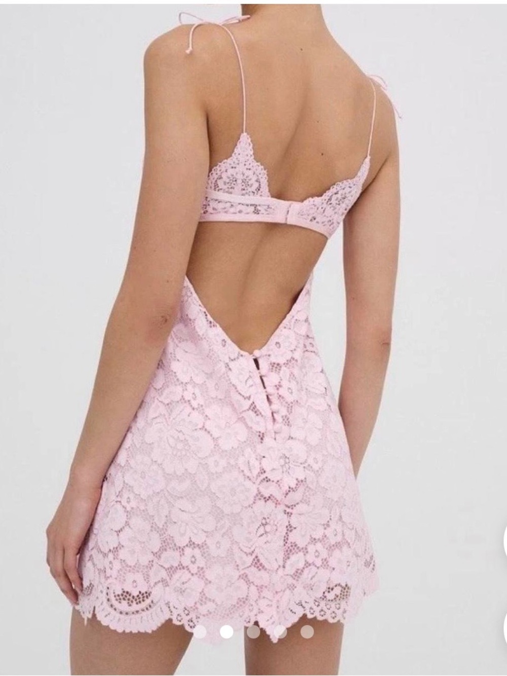 For Love & Lemions Pink Floral Lace Chemise with Bow Detail - Picture 5 of 5